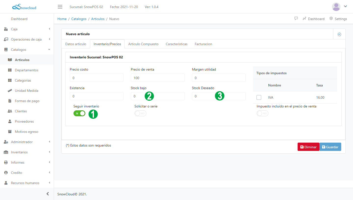 Seguir inventario de artículo