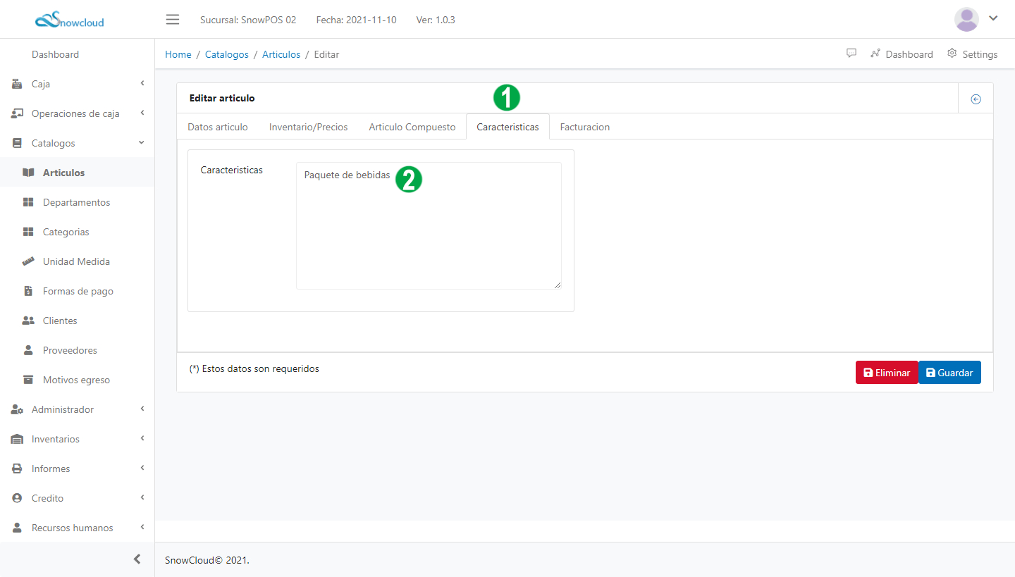 Articulos Nuevos Caracteristicas
