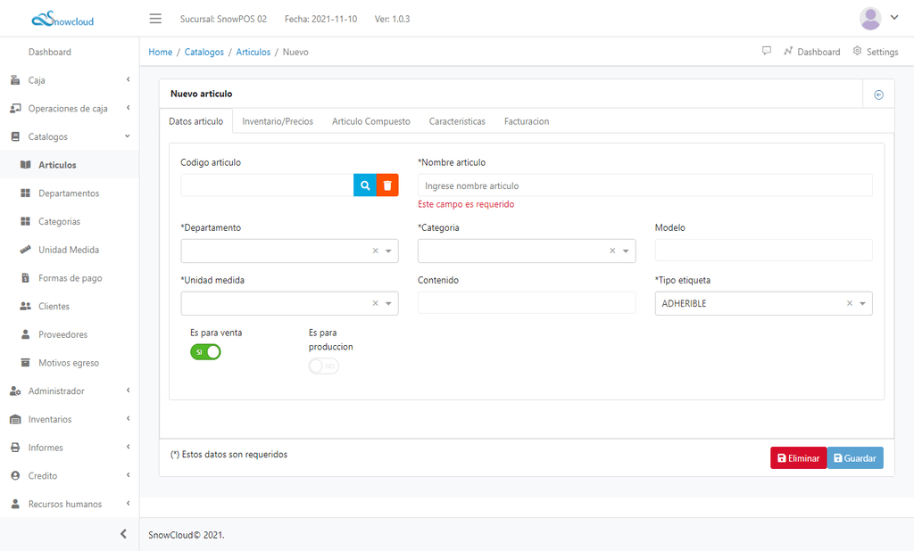 Agregar Articulos Nuevos